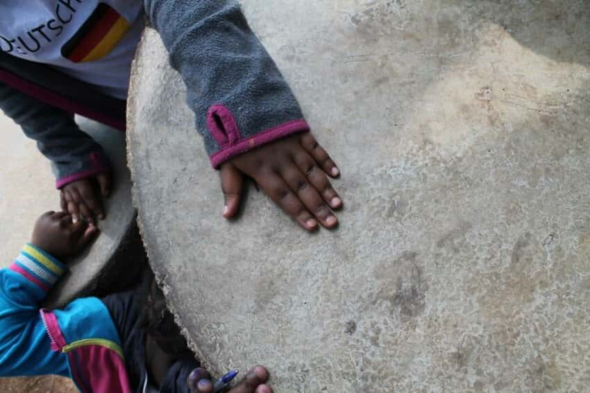 Park Table Holding Hands